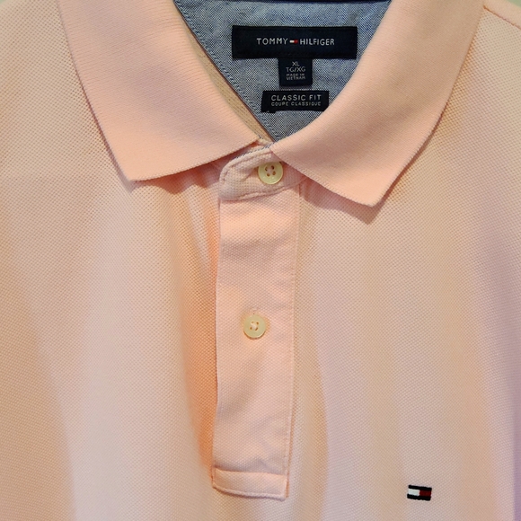 TOMMY HILFIGER MENS CLASSIC FIT SOLID LIGHT PINK SHORT SLEEVE POLO SHIRT SIZE XL - Picture 2 of 2